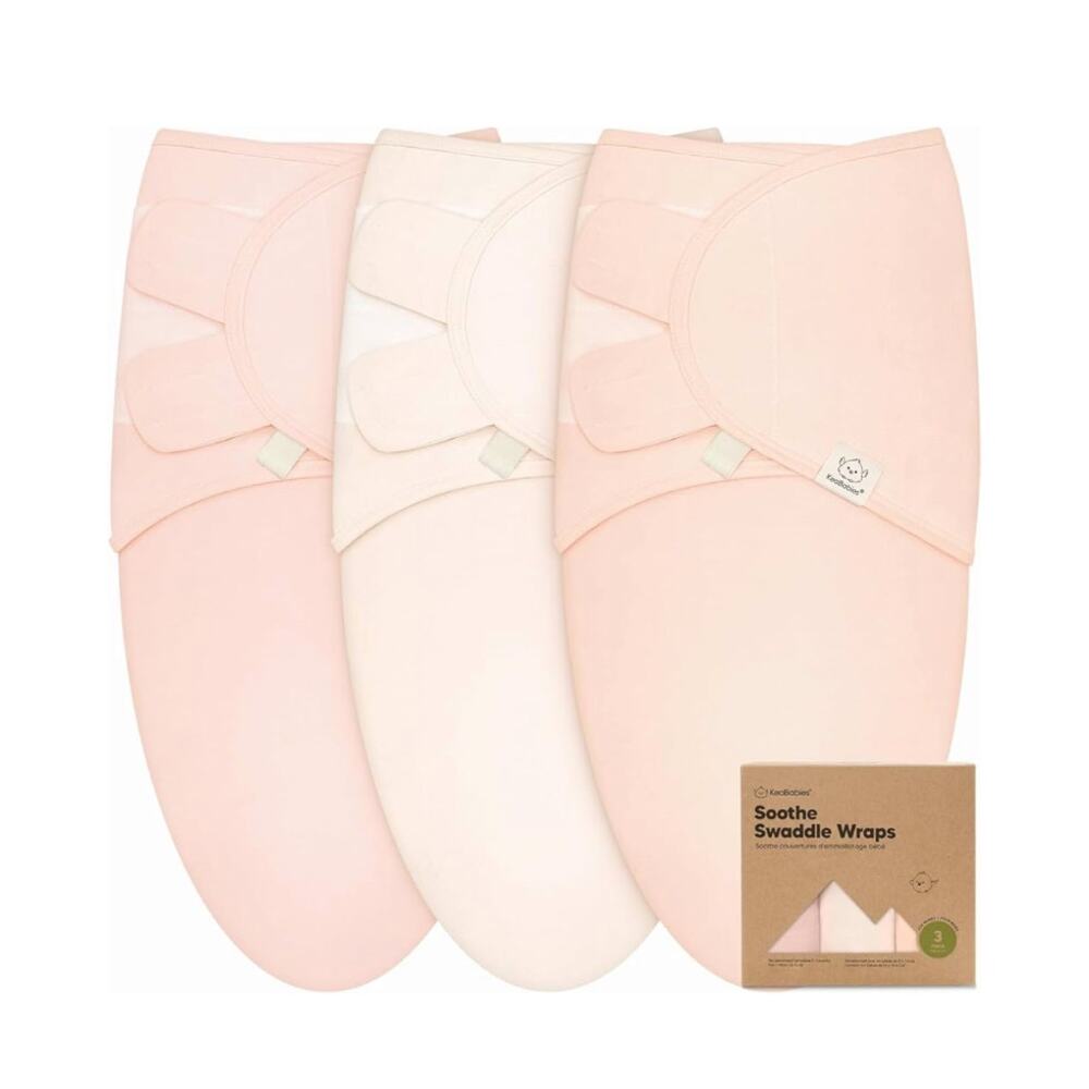 NEW* KeaBabies Angelic Blush 3-Pack Soothe Swaddle Wraps Size Small 0-3 mo.